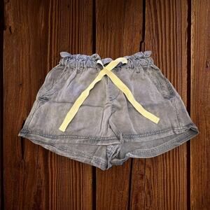 Free People Linen Blend Purplish Grey Paperbag Drawstring Shorts Size XS